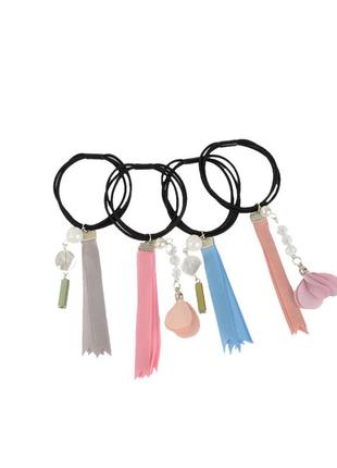 Резинка для волос тонкая с украшениями с лентой (упаковка 20 шт)