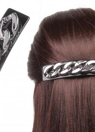 Заколка автоматическая 11см 1-189803 (темное серебро)