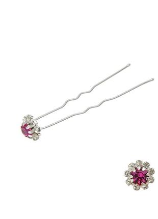 Шпильки для волос цветок из страз фиолетового цвета (24шт) 3027