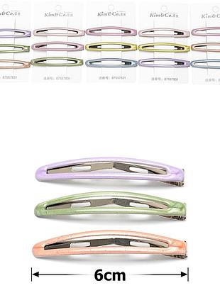 Заколка тик-так для волос с глянцевым напылением с хромом 15649 цветная