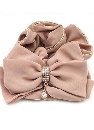 Резинка для волос шифоновая объемнаяс бантиком со стразами 1129102