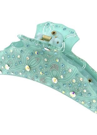 Краб для волосся 12.2 см із французького пластику зі стразами рожевий 808907