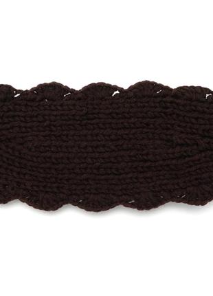 В'язана пов'язка на голову на зав'язках коричнева 1592307