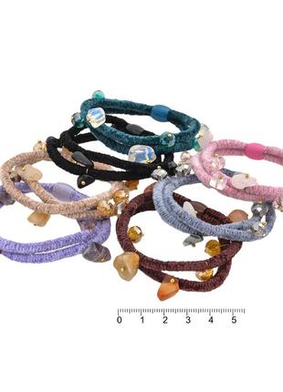 Гумка для волосся з 7094 велюрова з натуральними каменями