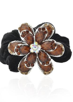 Велюрова гумка для волосся з прикрасою 450907