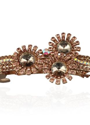 Заколка автомат для волос металлический со стразами 909504