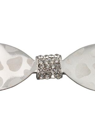 Шпилька автомат для волосся металева зі стразами 7126