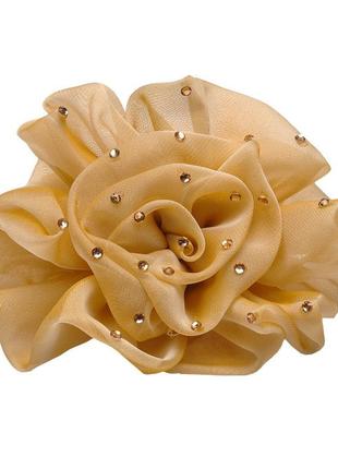 Резинка для волос шифоновая объемная с бантом со стразами жатая 416604