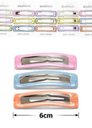 Шпилька тик-так для волосся з глянсовим напиленням із хромом 15663 кольорова