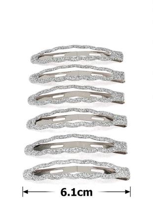 Заколка тик-так для волос 28-3149 с серебристой присыпкой