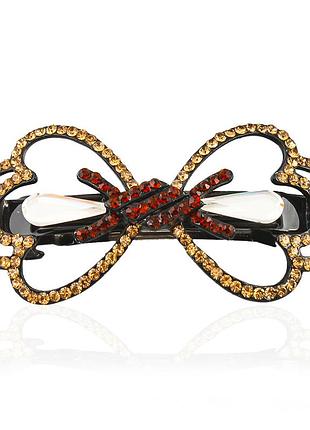 Заколка автомат для волос металлический со стразами 590607