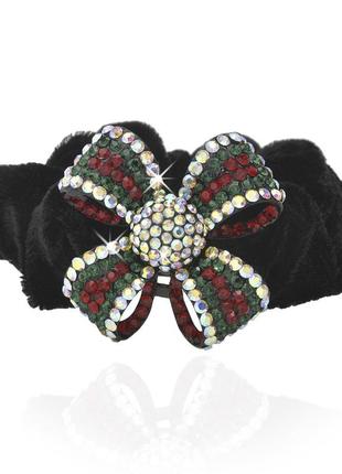 Велюровая резинка для волос с украшением 2605