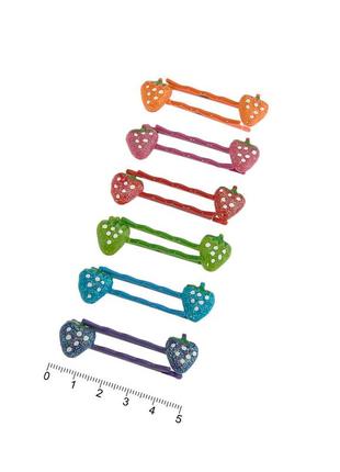 Шпильки-невидимки для волосся кольорові з полуницею 9685