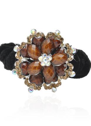 Велюровая резинка для волос с украшением 449706