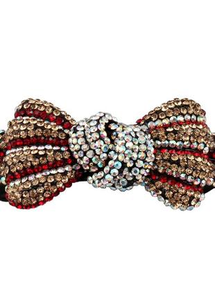 Заколка автомат для волос металлический со стразами 591406