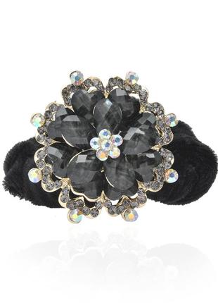 Велюровая резинка для волос с украшением 449710