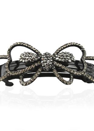 Заколка автомат для волос металлический со стразами 590103