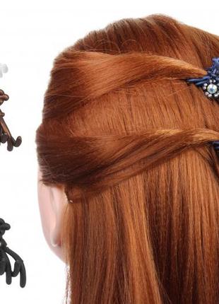 Краб для волосся (упаковка 12 шт) пластиковий зі стразами