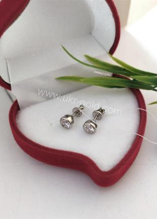 Срібні сережки пуссети з цирконієм сережки гвоздики з камінням срібні сережки недорого