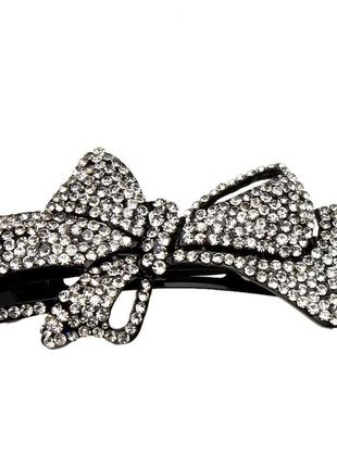 Заколка автомат для волос металлический со стразами 5488