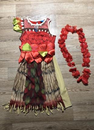 Карнавальный костюм платье на праздник принцесса моана на 5-6 лет рост 110-116 см