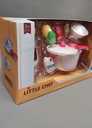 Ігровий набір little chef плитка з посудом продукти на липучках світлові та звукові ефекти 9 елемент