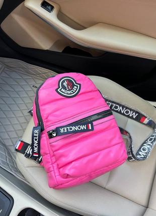 Женские розовый рюкзак с широкими лямками moncler 🆕 стильный рюкзак5 фото