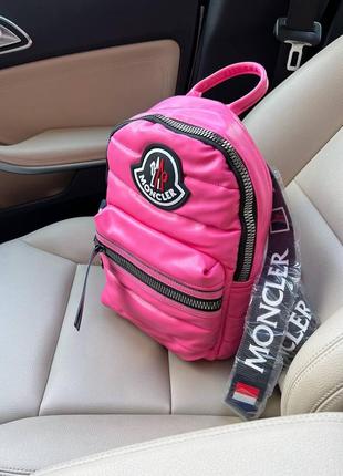 Женские розовый рюкзак с широкими лямками moncler 🆕 стильный рюкзак7 фото