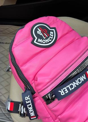 Женские розовый рюкзак с широкими лямками moncler 🆕 стильный рюкзак6 фото