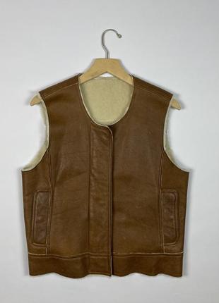 Жіноча шкіряна жилетка з овчини burberry london leather sheepskin shearling vest