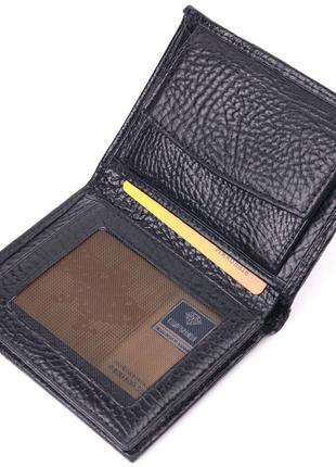 Небольшой кошелек без застежки из натуральной зернистой кожи karya 21364 черный4 фото
