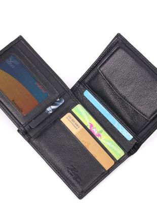 Вертикальний невеликий шкіряний гаманець без застібки karya 21362 чорний5 фото