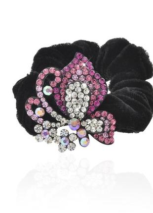 Велюровая резинка для волос с украшением 922006