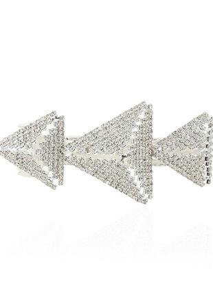 Заколка автомат для волос металлический со стразами 1109702