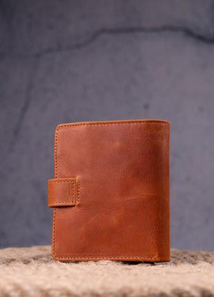 Мужской бумажник из добротной винтажной кожи karya 21327 рыжий9 фото