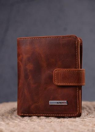 Функциональный мужской кошелек в винтажной коже karya 21369 рыжий8 фото
