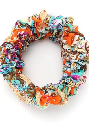 Резинка для волос объёмная из шифоновой ткани с принтом 1604302