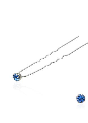 Шпильки для волос со стразами синего цвета (9 лапок) 14436