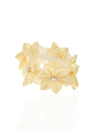 Пов'язка-бант на гульку з мереживом і стразами 5408