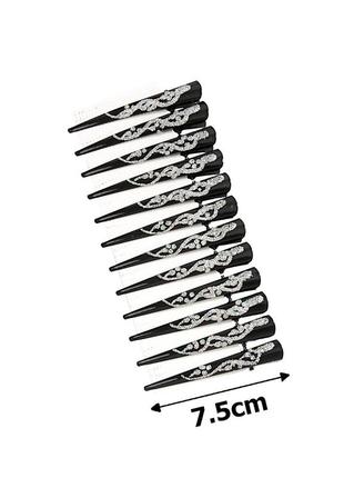 Шпилька-качка для волосся стріла — 7.5 cm 12156 з візерунками з присипк402