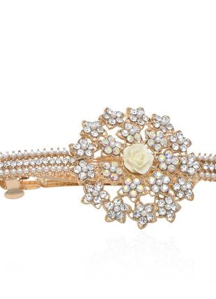 Заколка автомат для волос металлический со стразами 1023702