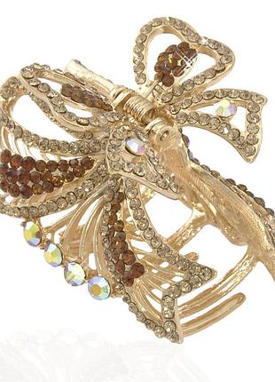 Заколка краб для волос металлический со стразами 1103706