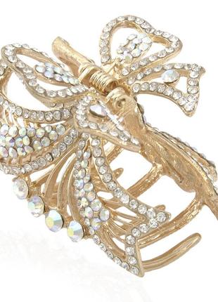 Заколка краб для волос металлический со стразами 1103706