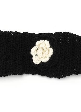 Повязка на голову вязанная с цветком 1592503