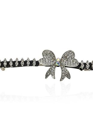 Заколка автомат для волос металлический со стразами 1437701