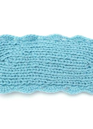 В'язана пов'язка на голову на зав'язках блакитна 1592308
