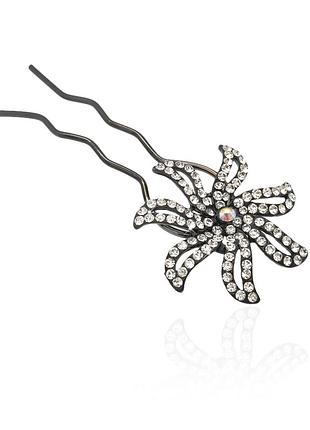 Шпилька для волос металлическая с украшениями из страз 184210