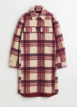 Демисезонное пальто в клетку, пальто - рубашка h&m
