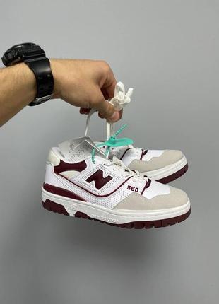 Женские кроссовки new balance 550 burgundy logo / smb