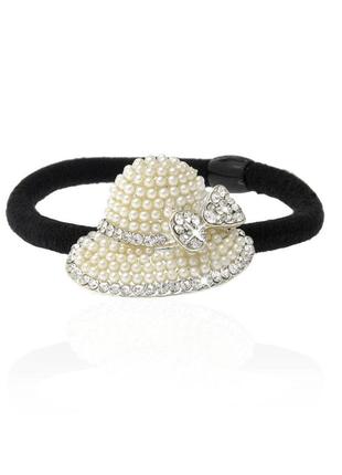 Гумка для волосся з перлами "шляпка" 928301